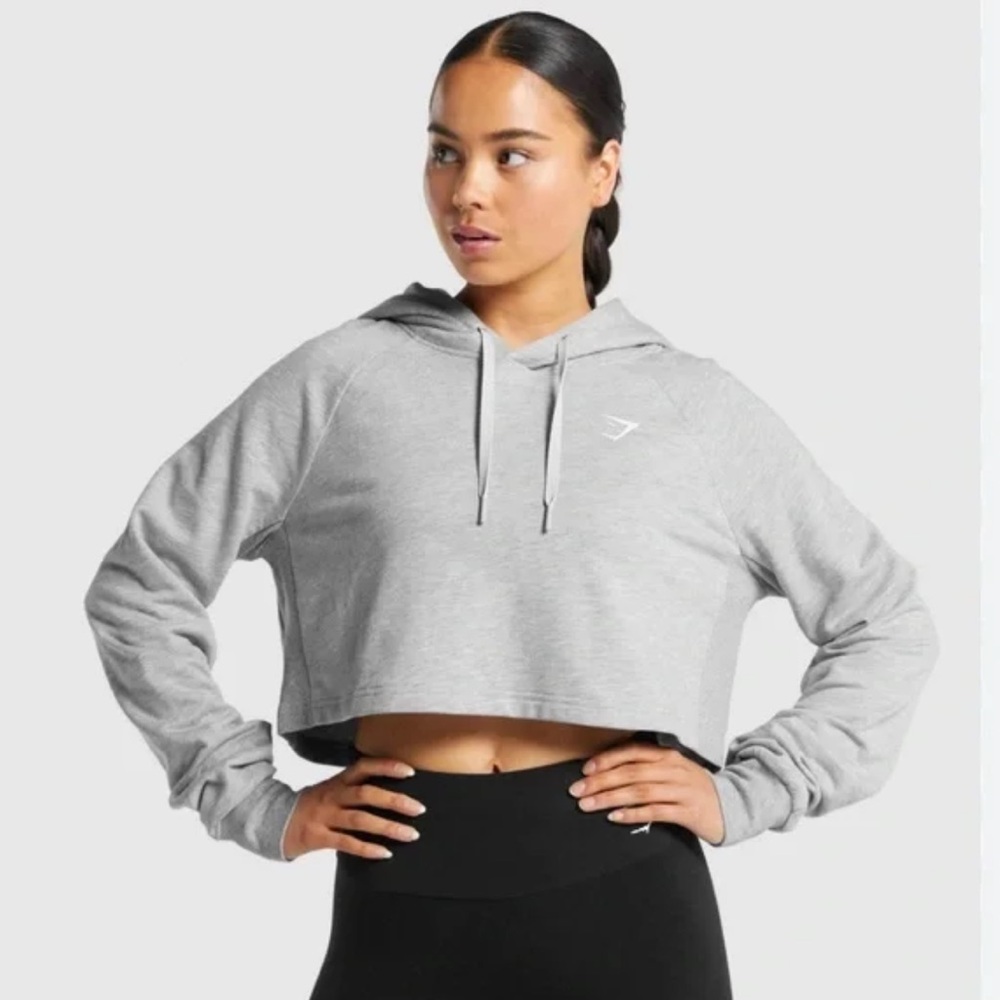 Gray Gymshark sweater cropped Gymshark hoodie gym hoodie gray cropped sweatshirt